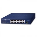 PLANET FGSD-1821P 16-Port 10/100TX 802.3at PoE + 2-Port 10/100/1000T + 1-Port Shared 1000X SFP Desktop Switch (185 Watts)